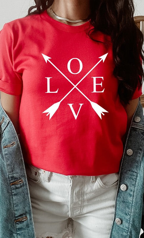 Heather Red Love and Arrows Graphic Tee