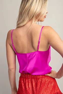 It's A Martini Date Satin Cowl Neck Cami Top