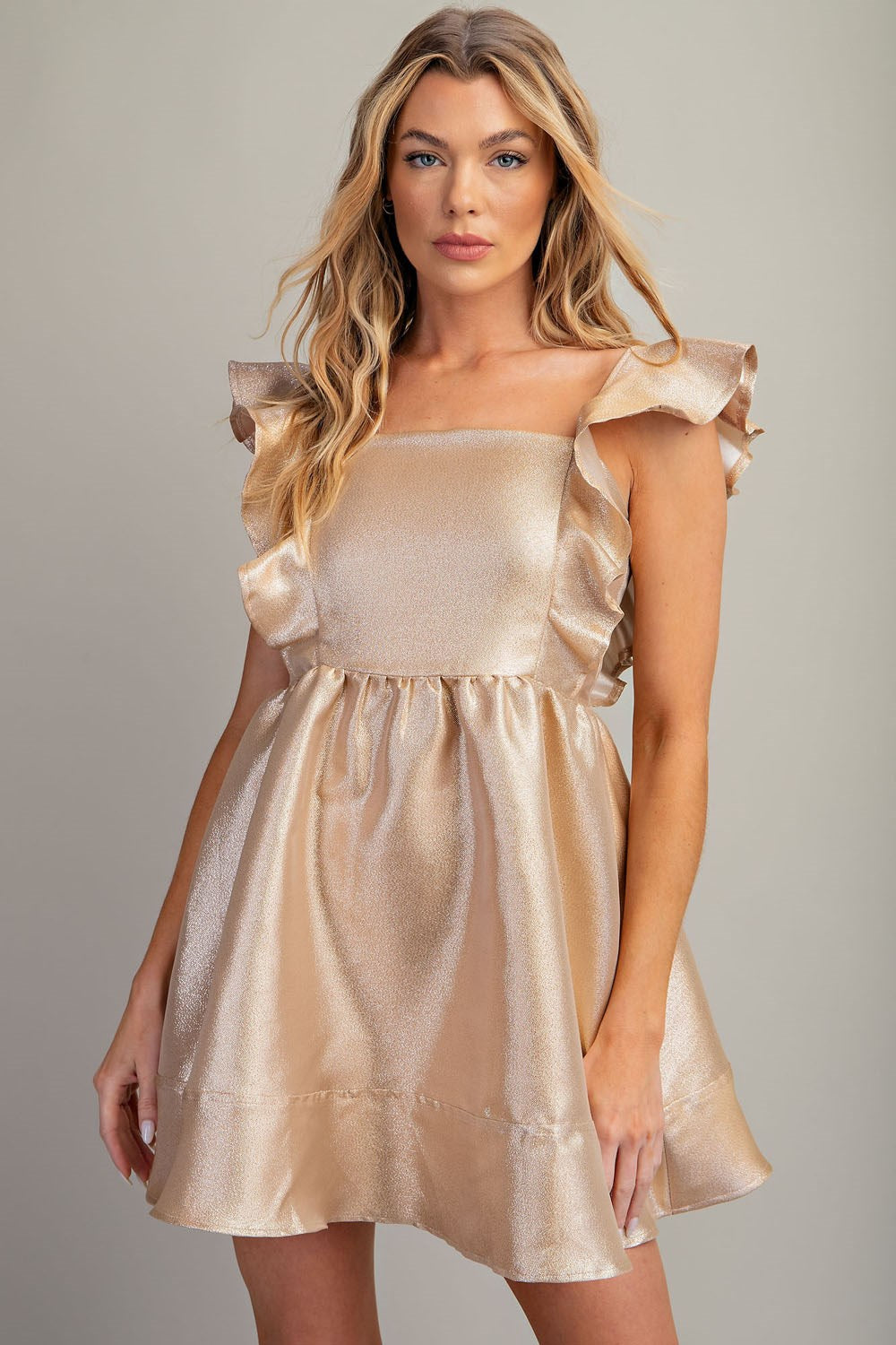 Cream Babydoll Dress with Ruffle Straps