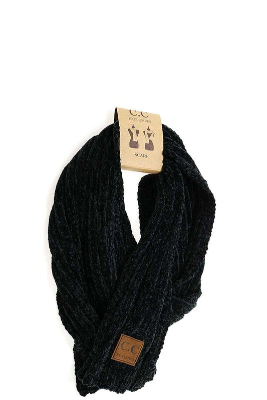 Black C.C Chenille Scarf