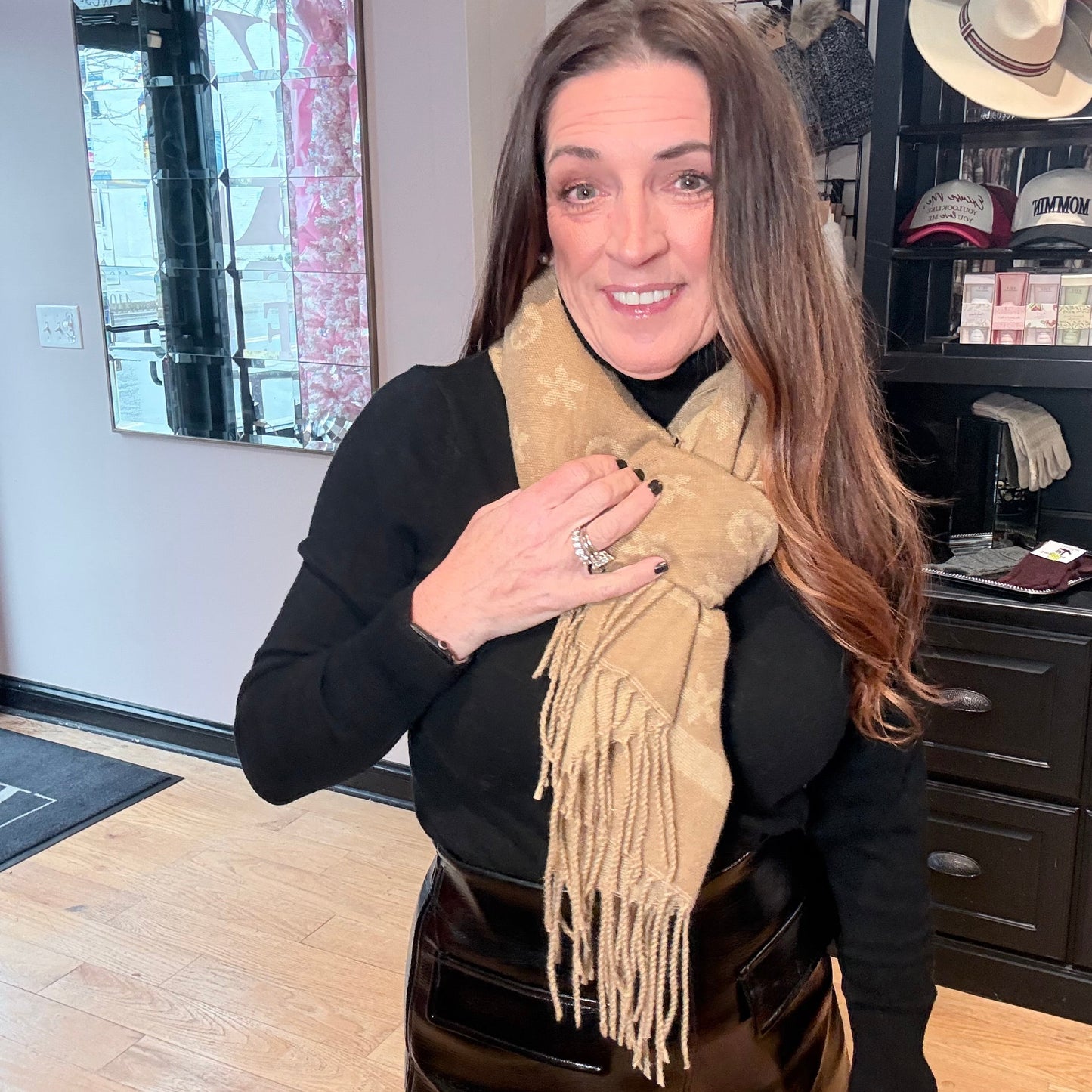 Designer Inspired Monogram Pattern Scarf