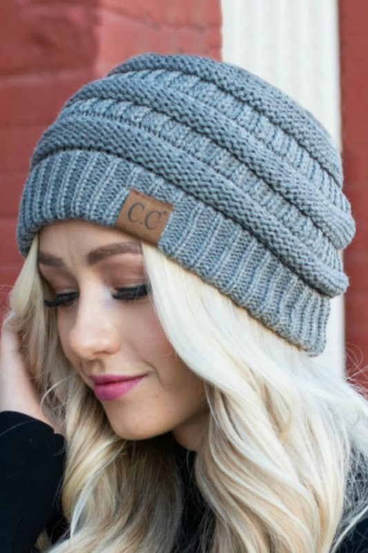 Powder Blue CC Brand Woven Knit Beanie Hat