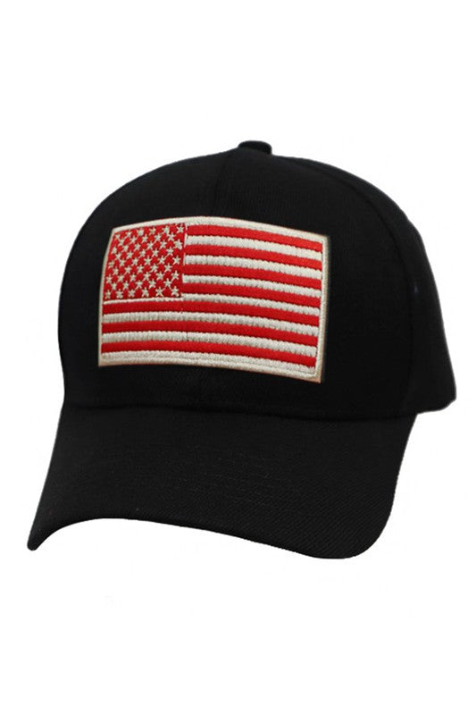 Black Monochromatic American Flag Embroidered Six Panel Velcro Back Acrylic Baseball Hat