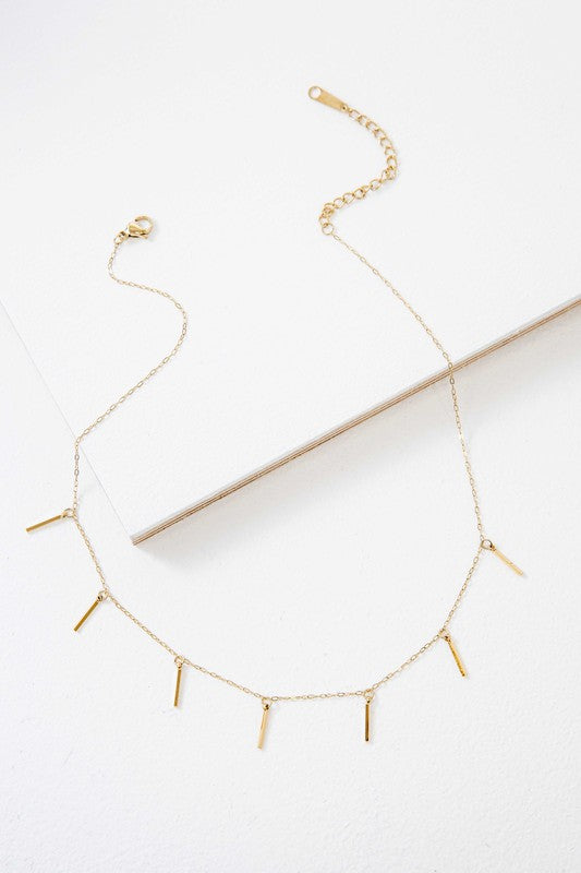 7 Charm Gold Bar Necklace