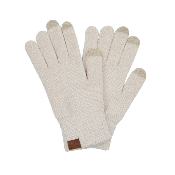 White CC Brand Texting Gloves