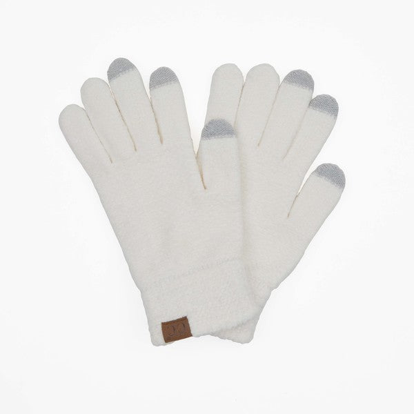 White CC Brand Texting Gloves