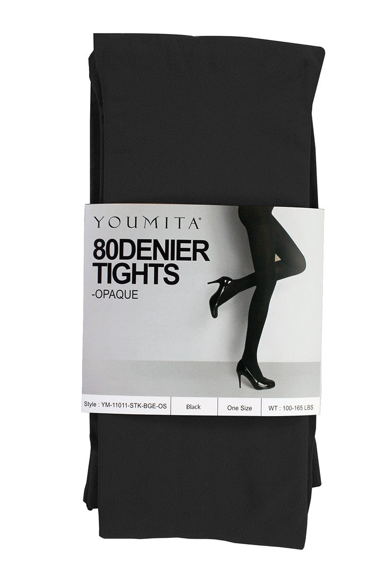 Black Opaque Tights with Non-Binding Waistband