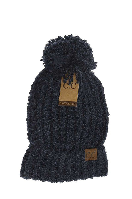 CC Brand Ribbed Pom Beanie Hat