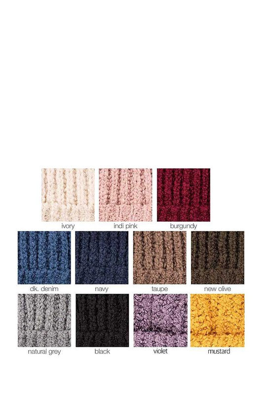 CC Brand Ribbed Pom Beanie Hat