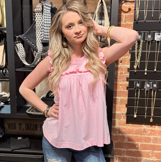 Pink Flutter Sleeve Top