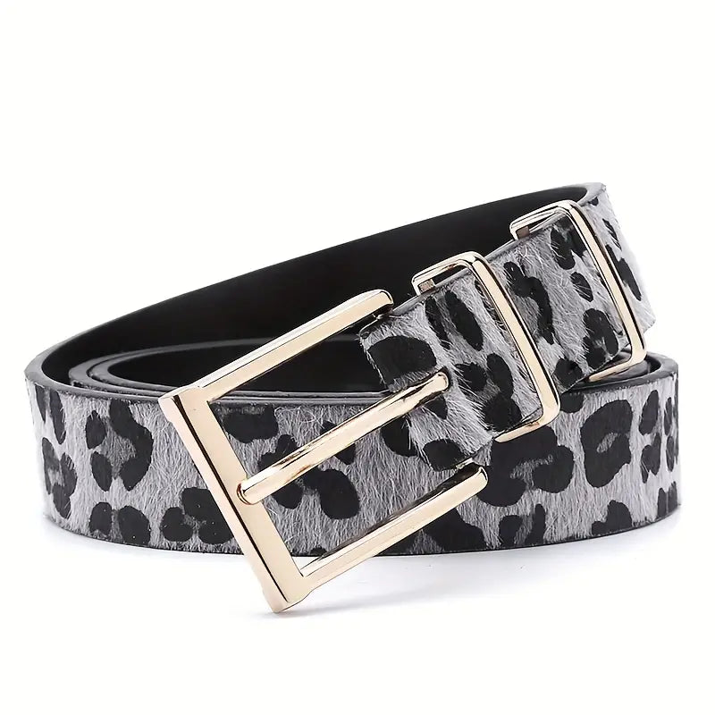 Grey Leopard Print Belt