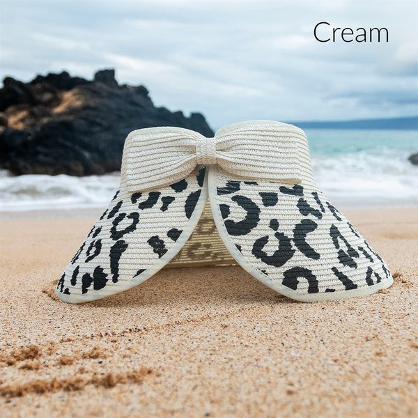 Leopard Print Bow Roll Up Sun Visor