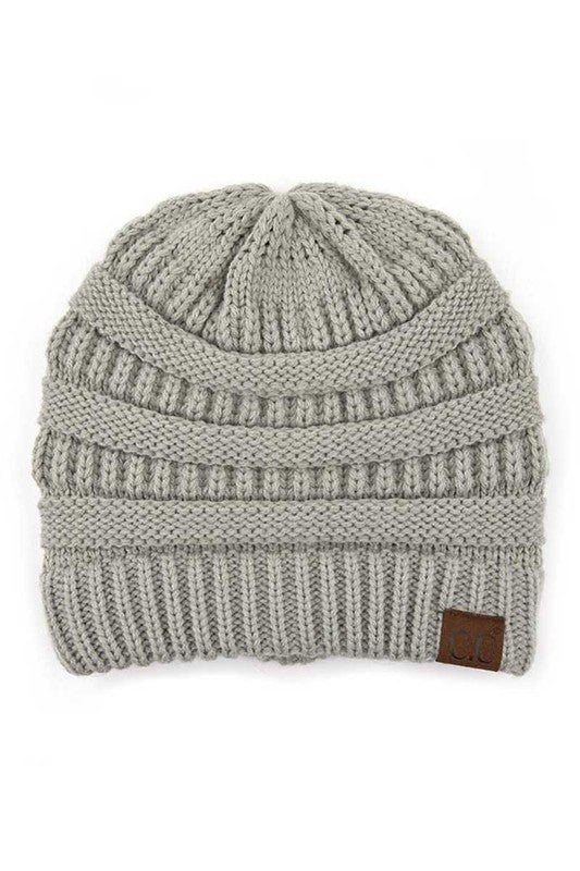 Grey Woven Knit CC Brand Beanie Hat