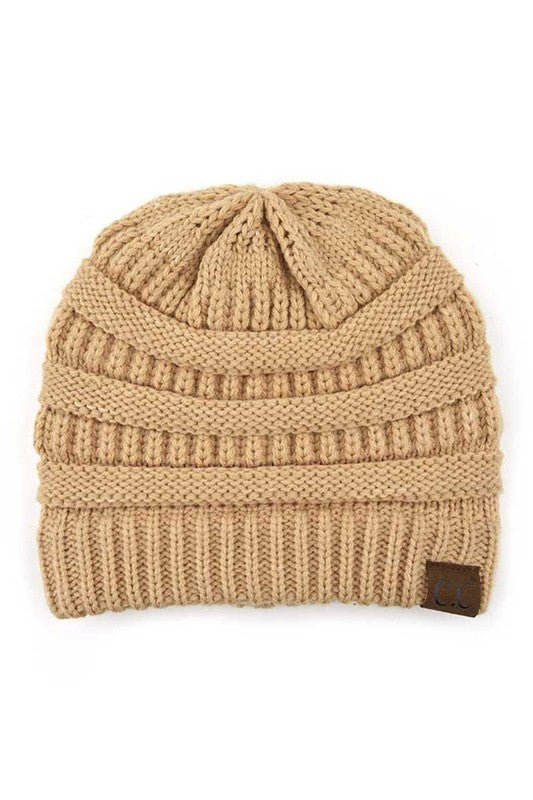 Camel CC Brand Woven Knit Beanie Hat