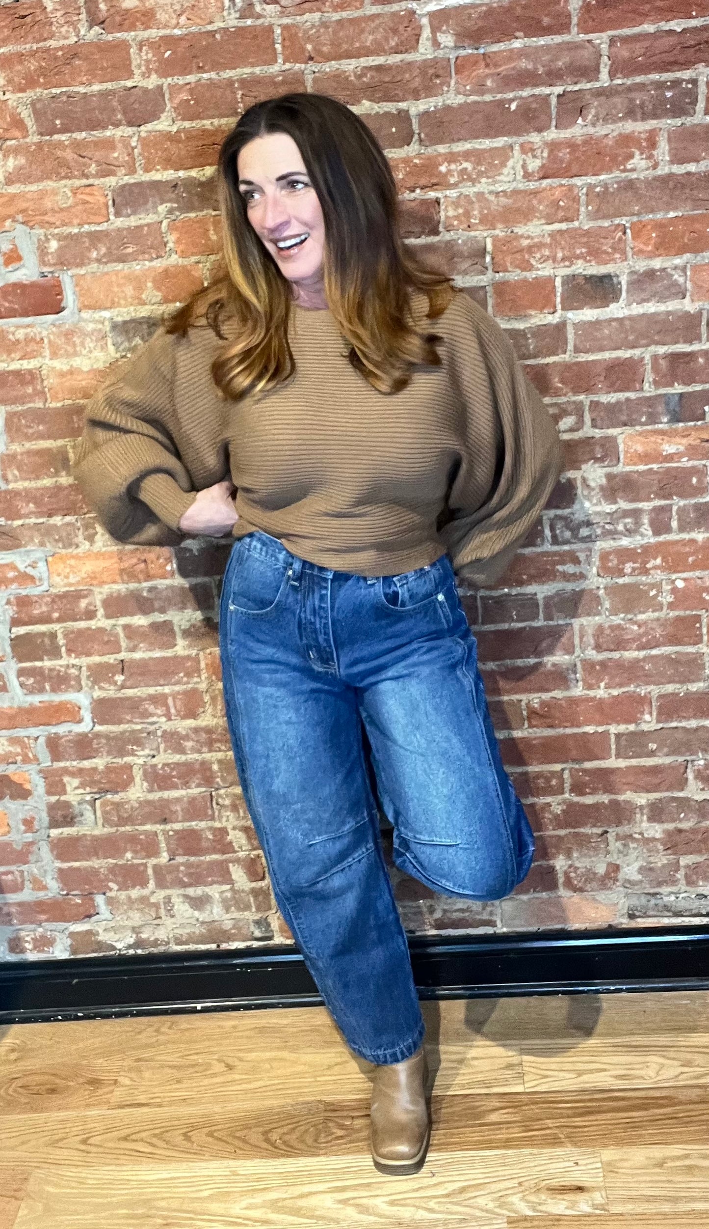 Dark Wash Francine Mid Rise Barrel Jeans