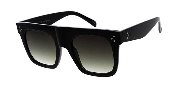Square Large Rectangular Sunglasses Dark Black Solid Color One Size UV 400 Protection