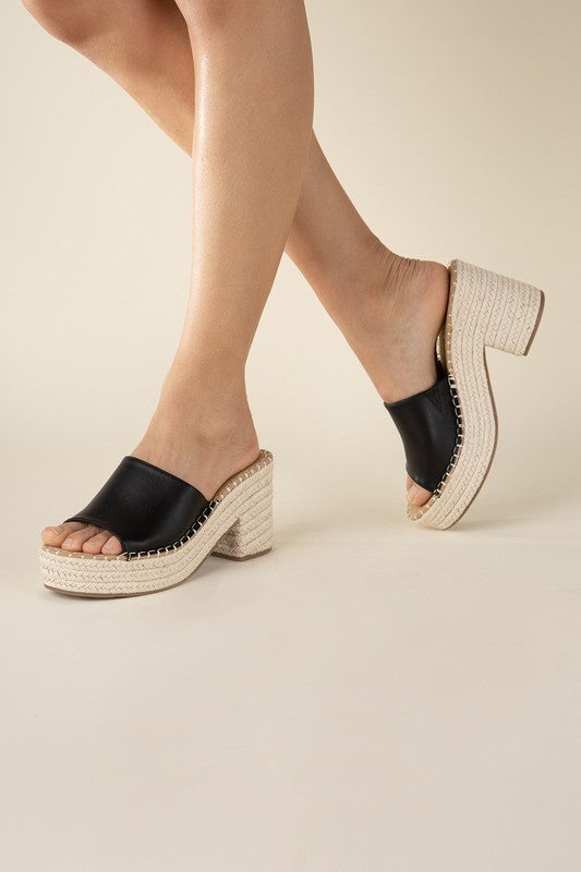 Black Mule Slide On Sandals 