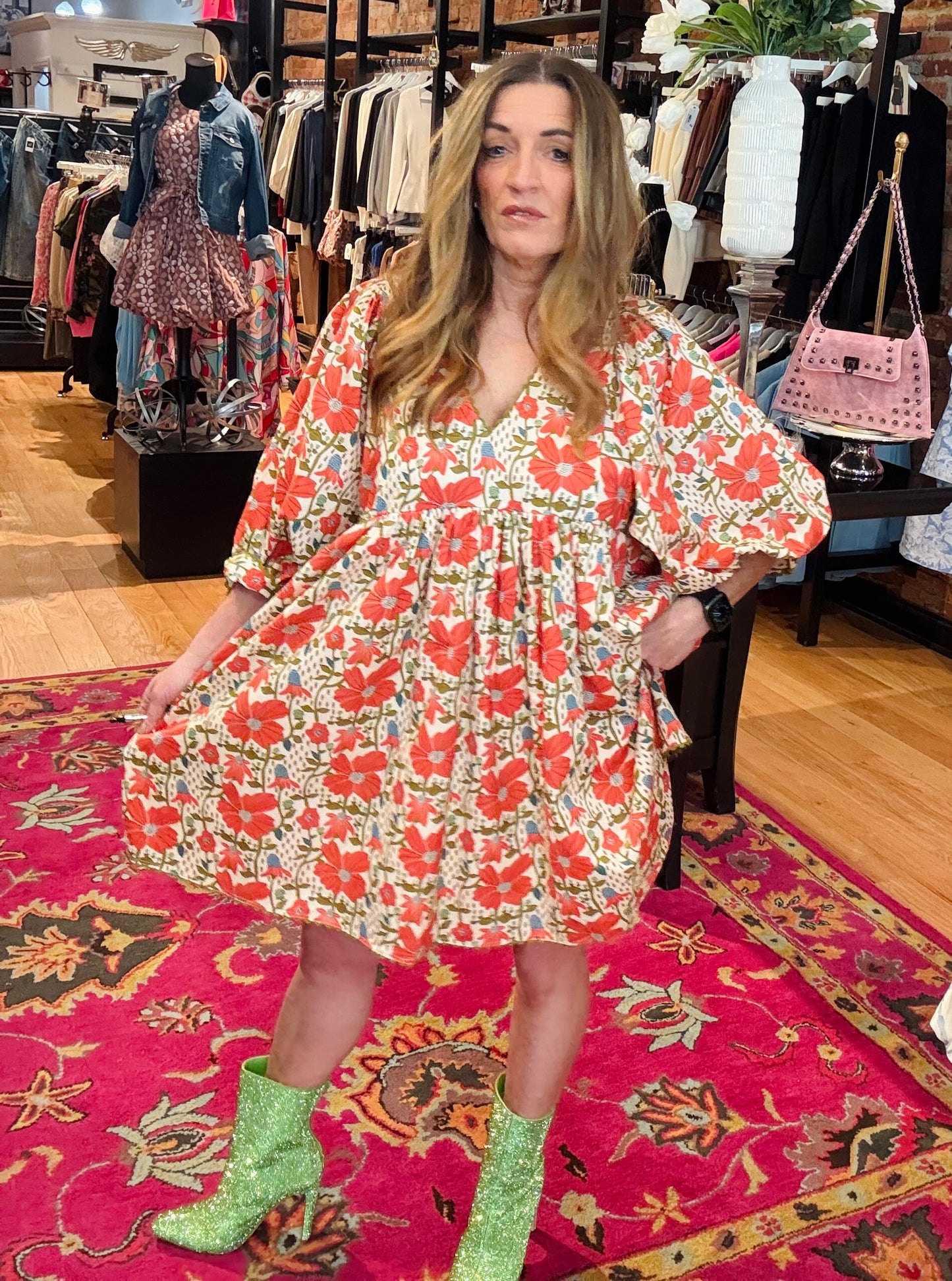 Express Yourself Floral Print Babydoll Dress