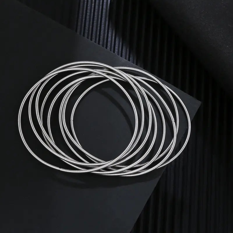 Silver Memory Spring Wire Bracelets 19MM in Length Steel Wrap Bangle