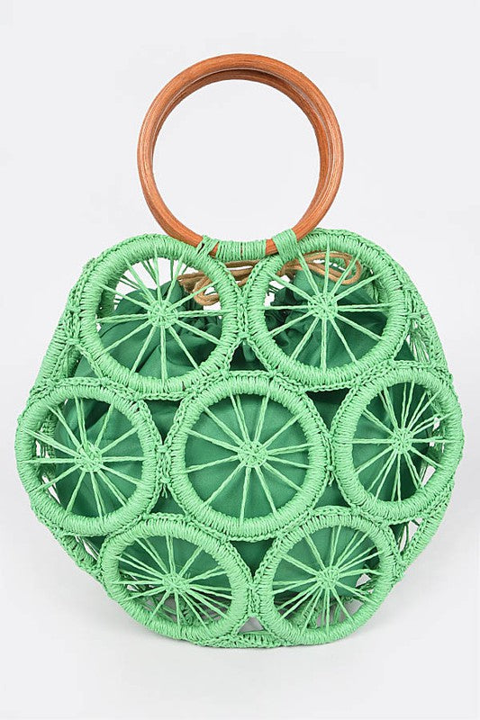 Green Weaved Cording Summer Clutch
