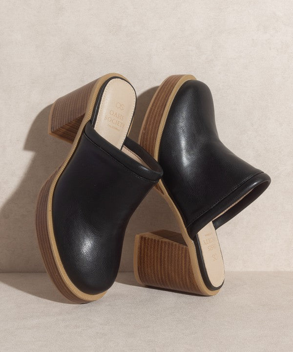 Black Classic Clog with Lifted on an Inch Tall Platform and 3.5 inch Heel