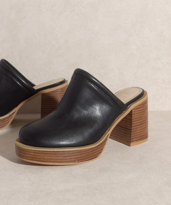 Black Classic Clog with Lifted on an Inch Tall Platform and 3.5 inch Heel
