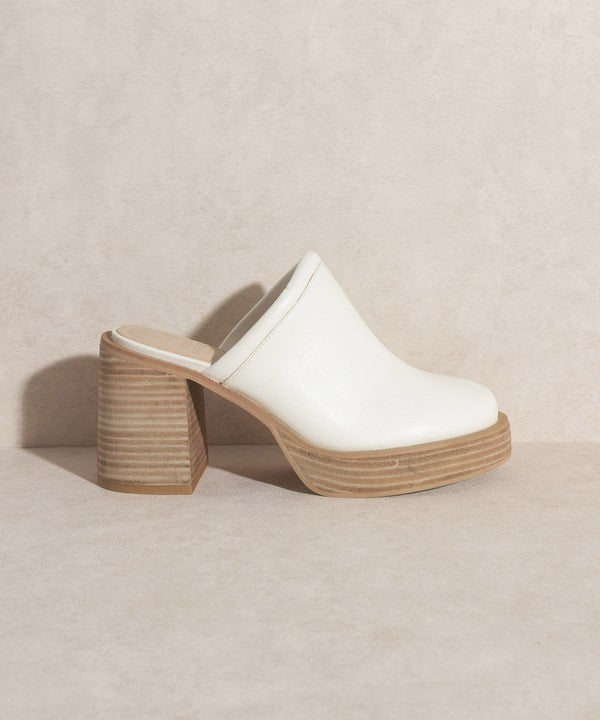 White Classic Clog with Lifted on an Inch Tall Platform and 3.5 inch Heel