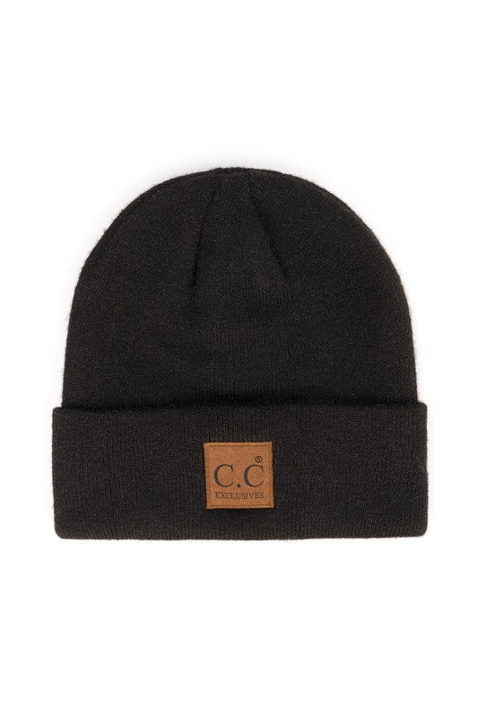 Black CC Brand Heather Knit Beanie Hat