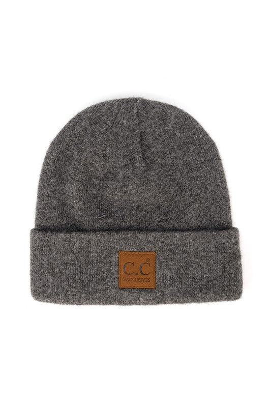 Dark Grey Heather Knit CC Brand Beanie Hat