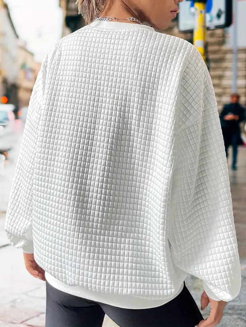 White Oversized Sweater with Pink XOXO Print