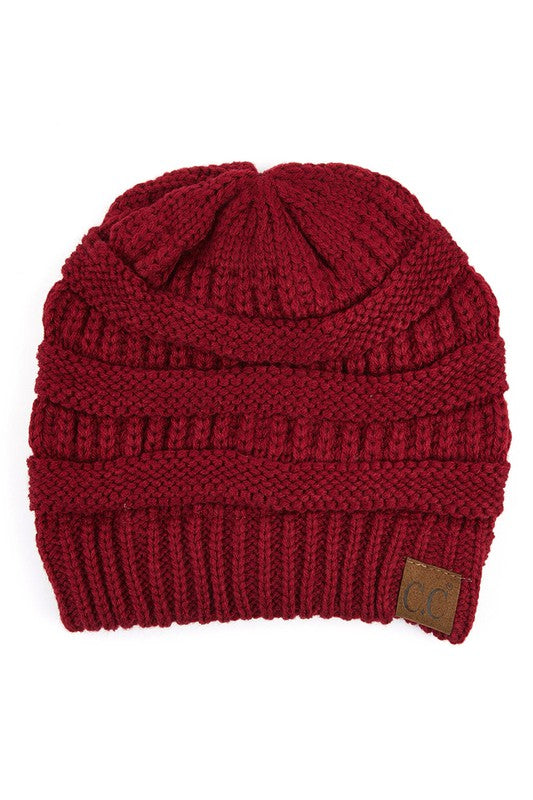 Dark Red CC Brand Woven Knit Beanie Hat
