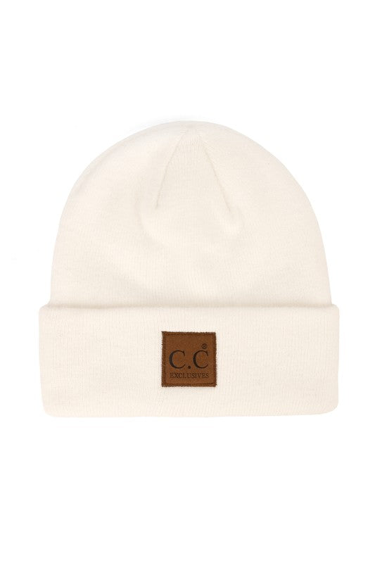 Ivory Heather Knit CC Brand Beanie Hat