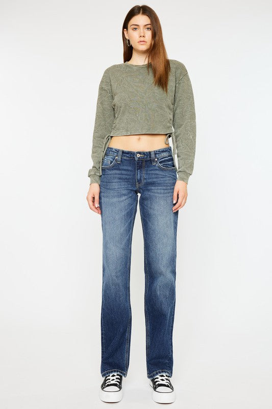 Low Rise Boyfriend Jeans Comfort Stretch Five Pocket Style Marble Effect and Zipper Fly