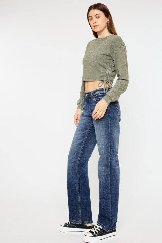Low Rise Boyfriend Jeans Comfort Stretch Five Pocket Style Marble Effect and Zipper Fly