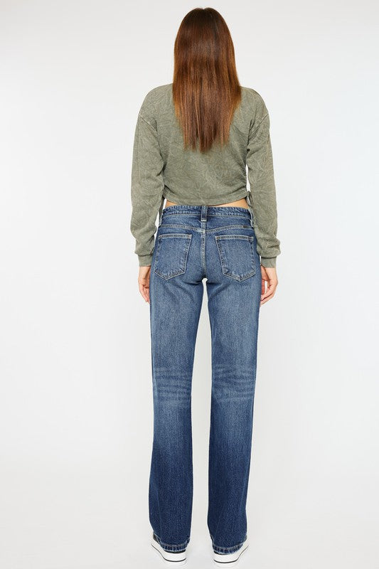 Low Rise Boyfriend Jeans Comfort Stretch Five Pocket Style Marble Effect and Zipper Fly