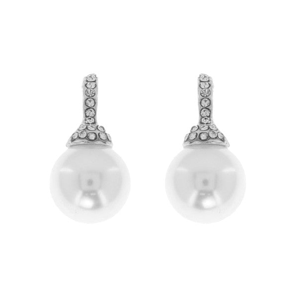 Elevated Crystal Rhinestone Pearl Drop Earrings