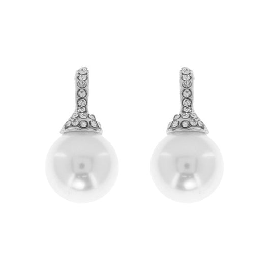 Elevated Crystal Rhinestone Pearl Drop Earrings