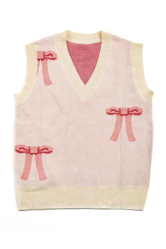Sleeveless Vest with Pink Bow Design