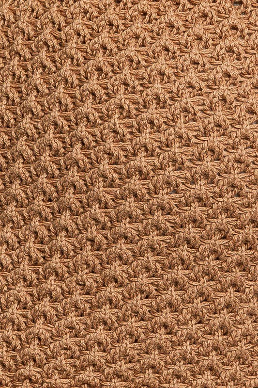 Taupe Spaghetti Sweater Crop Top with Tassels