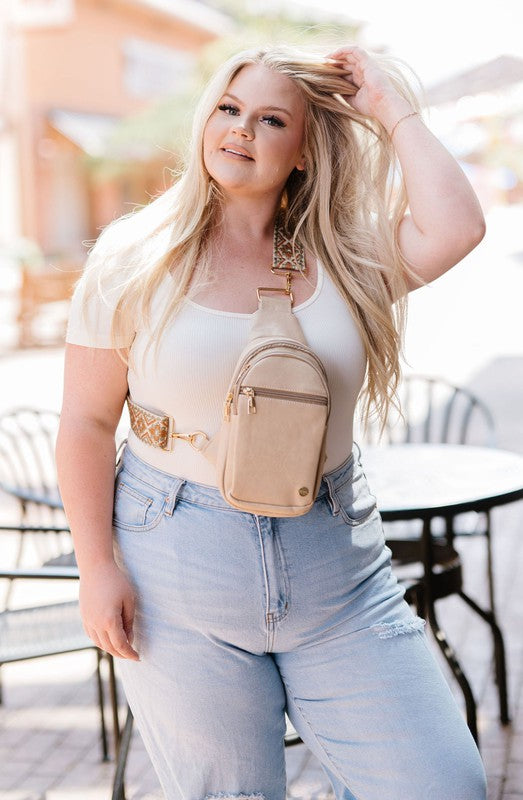 Tan Vegan Leather Crossbody Satchel Sling