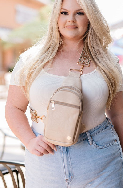 Cream Vegan Leather Crossbody Satchel Sling