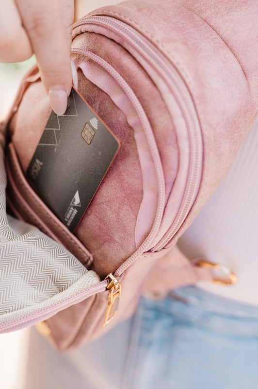 Pink Vegan Leather Crossbody Satchel Sling