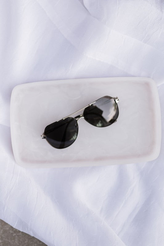 Black/Black Luna Aviator Sunglasses