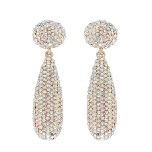 Gold Pave Teardrop Rhinestone Earrings