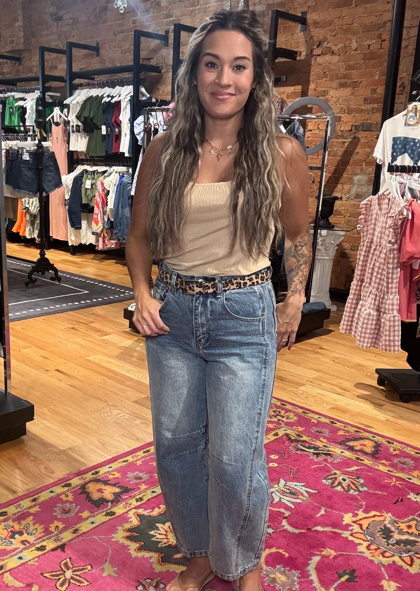 Medium Wash Francine Mid Rise Barrel Jeans