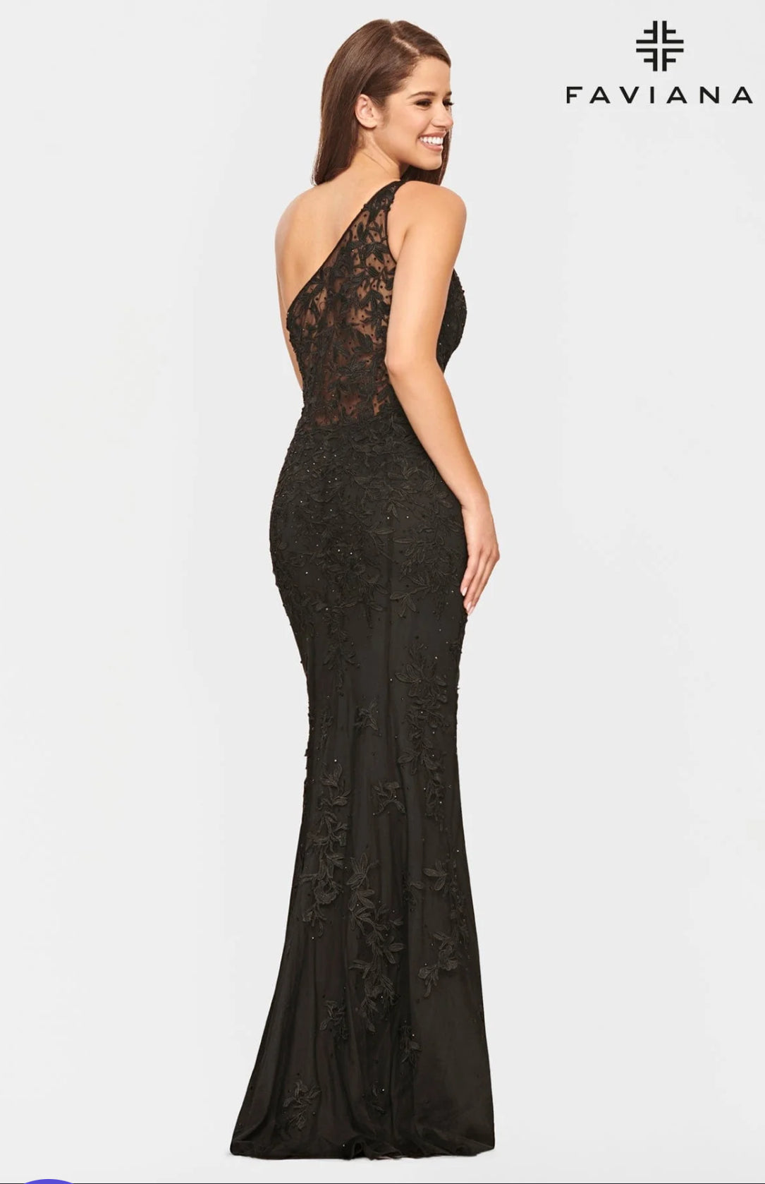 Black One Shoulder Lace Dress With Mermaid Skirt FAVIANA S10822