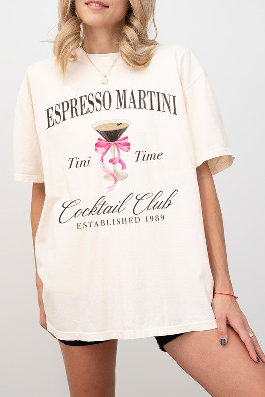 White Espresso Martini Tini Time Cocktail Club Graphic Tee