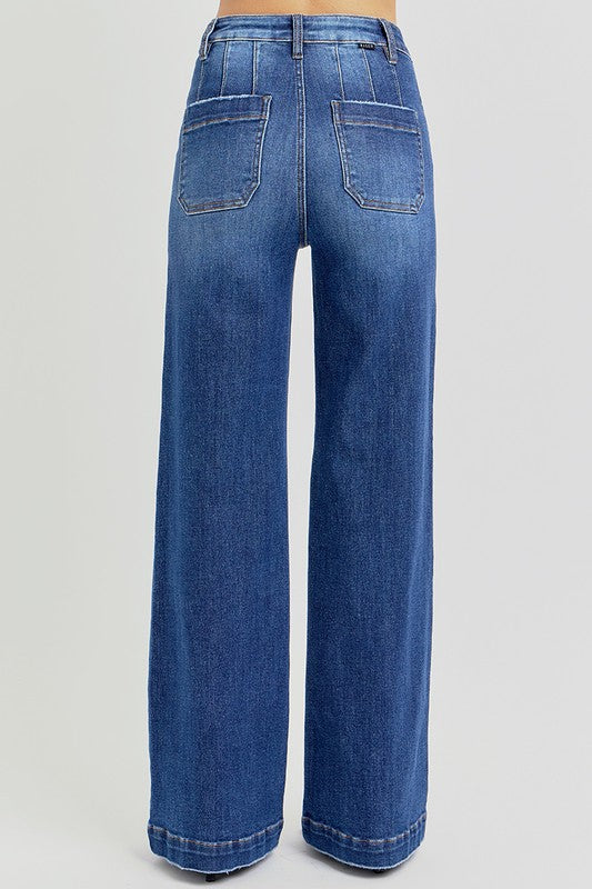 Blue jeans on a light gray background