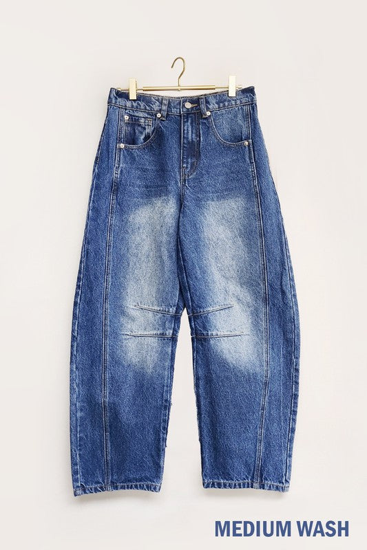 Dark Wash Francine Mid Rise Barrel Jeans