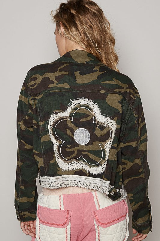 Camo Floral Embroidered Jacket
